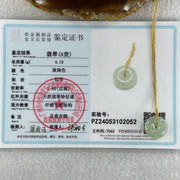 Type A Natural Semi Icy Light Green Jadeite Ping An Kou Pendant 4.19g 15.5 by 6.0mm - Huangs Jadeite and Jewelry Pte Ltd