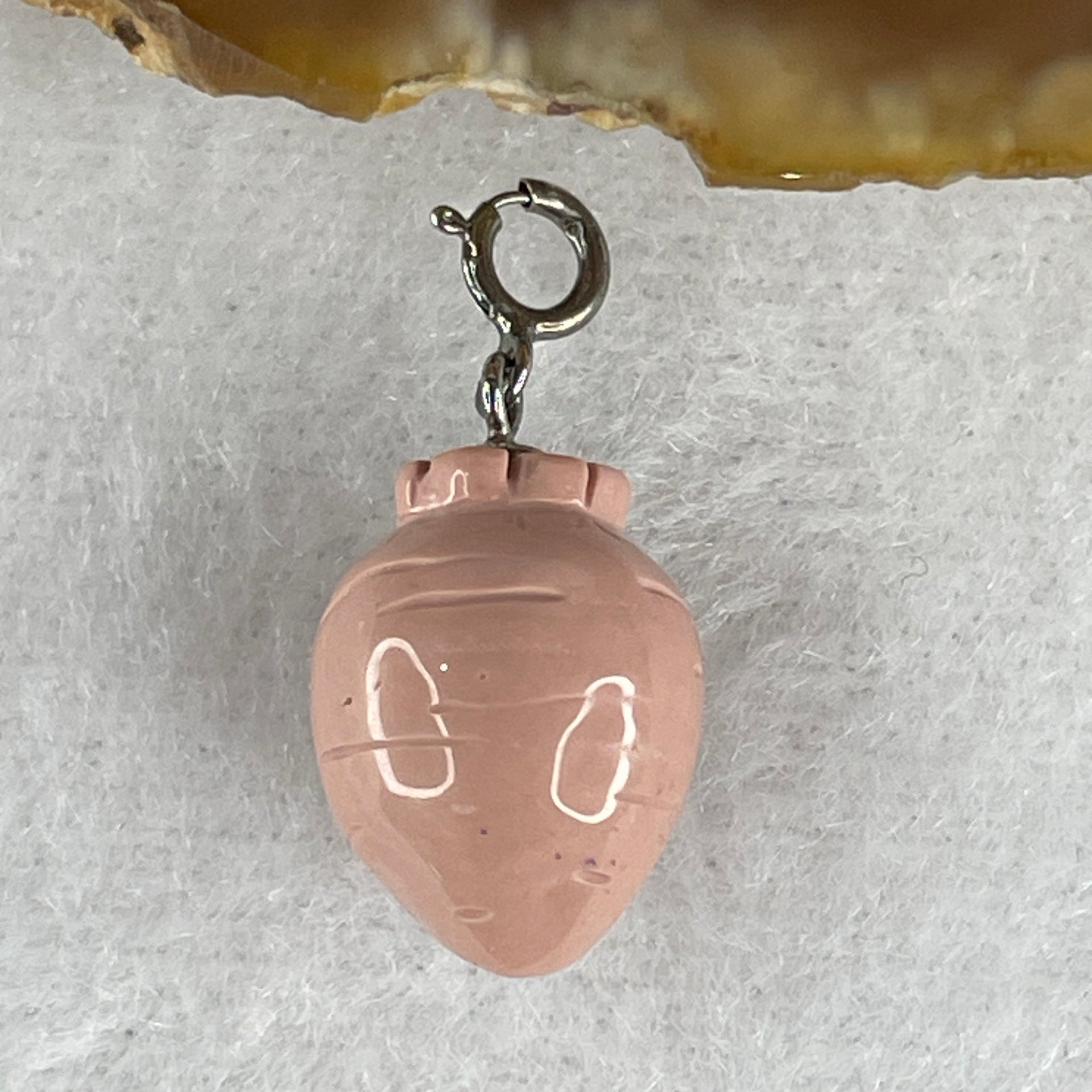 Natural Pink Gobi Agate Carrot Charm 2.68g 15.7 by 11.7mm - Huangs Jadeite and Jewelry Pte Ltd