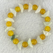 Type A Green Jadeite Gold Ingot with Yellow Crystal Bracelet 19.53g 14.2 by 6.4 by 5.3mm 13 Beads - Huangs Jadeite and Jewelry Pte Ltd