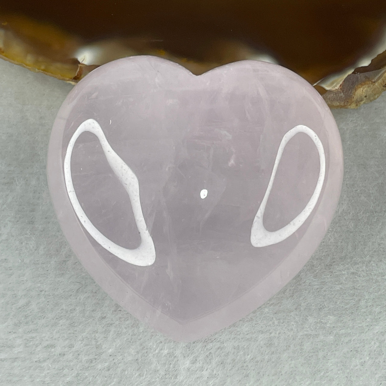 Average Grade Natural Rose Quartz Heart Shape Display 99.15g 48.8 by 50.6 by 28.0mm