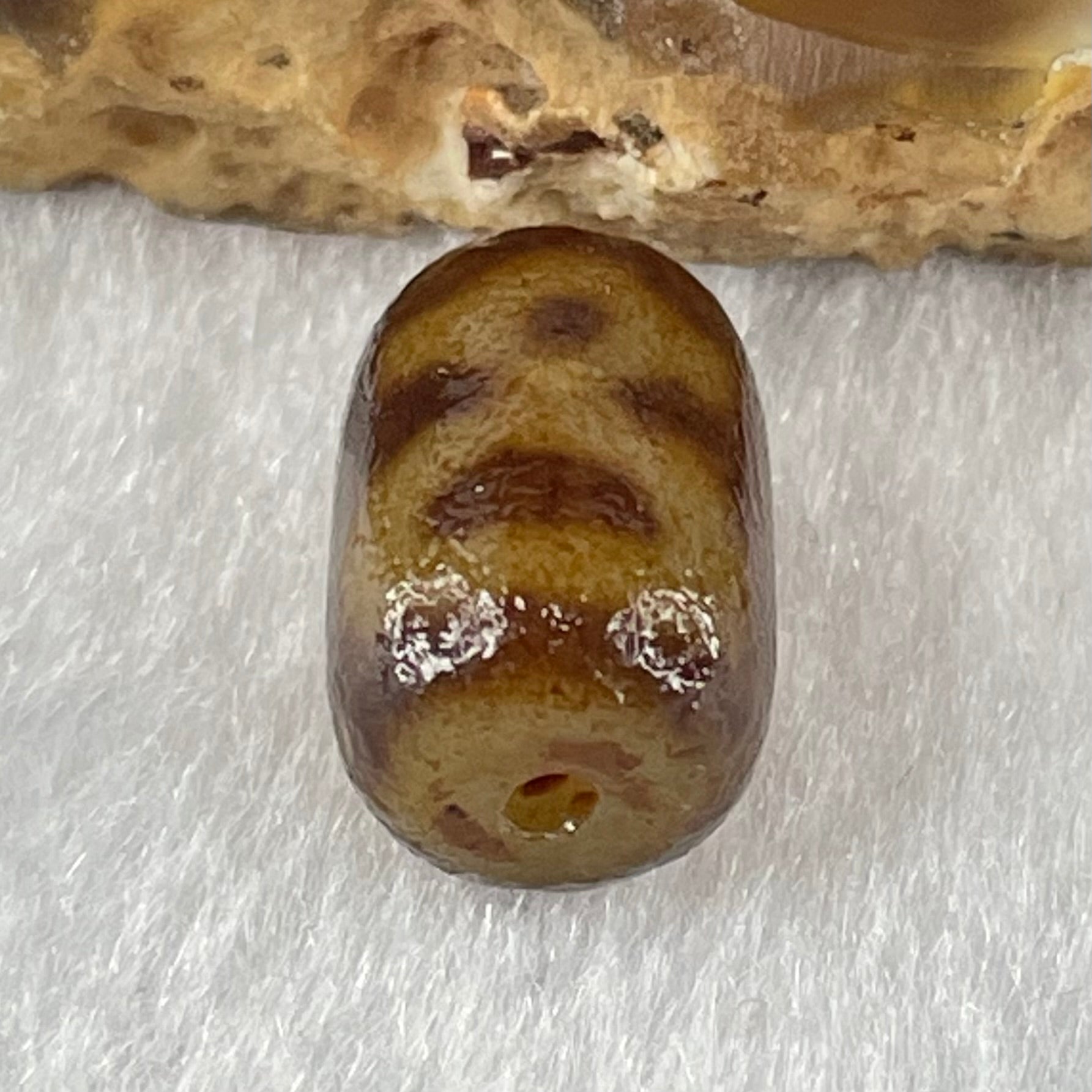 Natural Powerful Tibetan Old Oily Agate Double Cai Shen God of Fortune Dzi Bead Heavenly Master (Tian Zhu) 双财神爷天珠 1.78g 12.8 by 9.0mm - Huangs Jadeite and Jewelry Pte Ltd