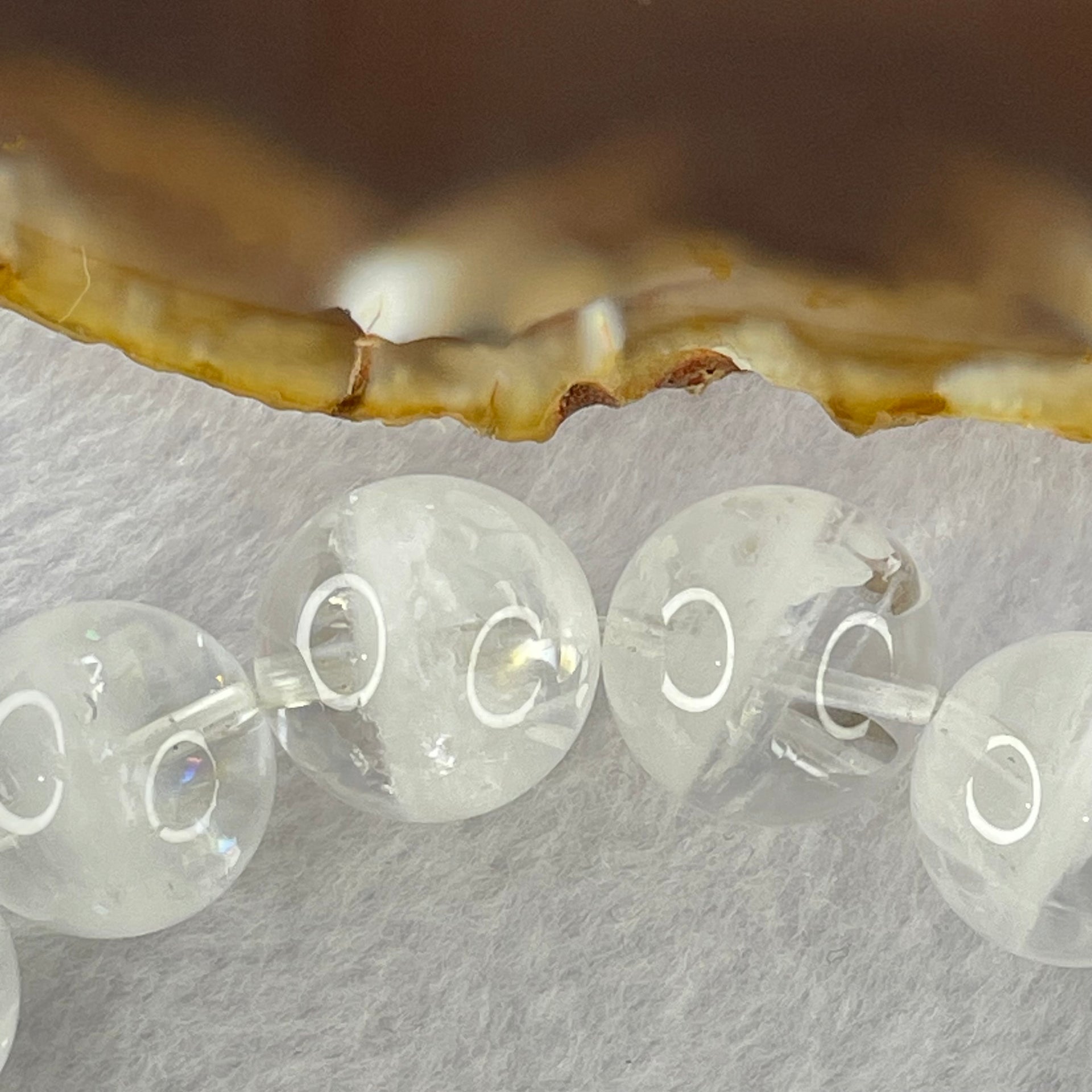 Natural White Phantom Quartz Beads Bracelet 66.98g 20cm 14.7mm 16 Beads - Huangs Jadeite and Jewelry Pte Ltd