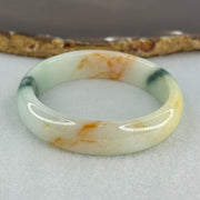 Type A Light Green with Blueish Green and Yellow Jadeite Oval Bangle Internal Diameter 55.8mm 36.00g 12.4 by 5.7mm (Slight Difference External Line) - Huangs Jadeite and Jewelry Pte Ltd