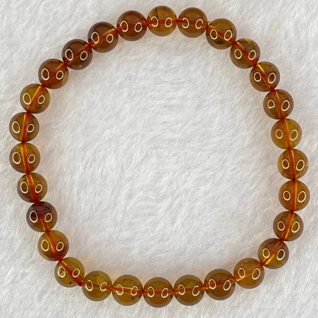 Natural Purple Amber Beads Bracelet 天然紫蜜琥珀手链 3.79g 15.5cm 6.4mm 28 Beads - Huangs Jadeite and Jewelry Pte Ltd