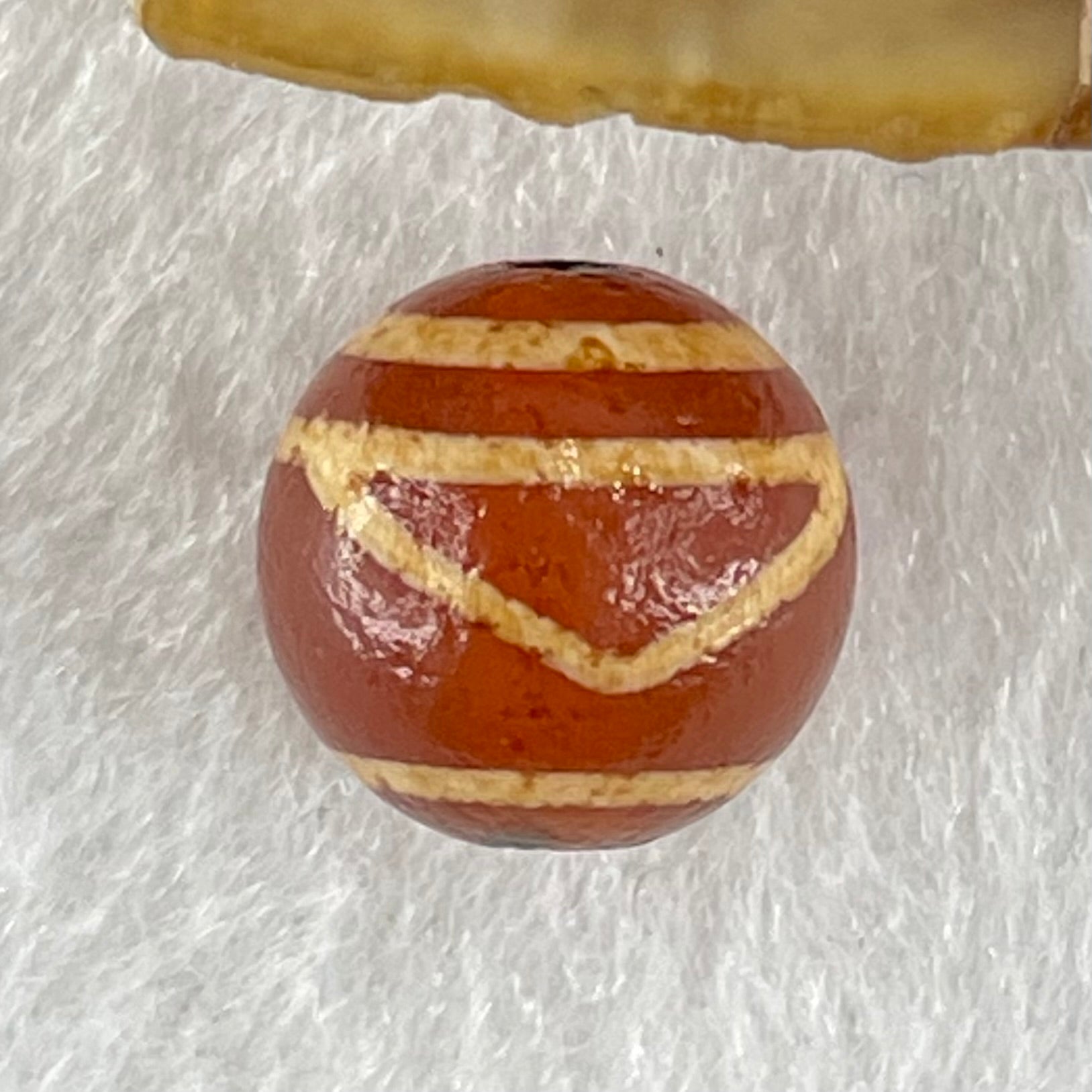 Natural Powerful Tibetan Old Oily Agate 1 Eye With Mountain Support Dzi Bead Heavenly Master (Tian Zhu) 一眼靠天珠 1.49g 10.1 by 10.3mm - Huangs Jadeite and Jewelry Pte Ltd