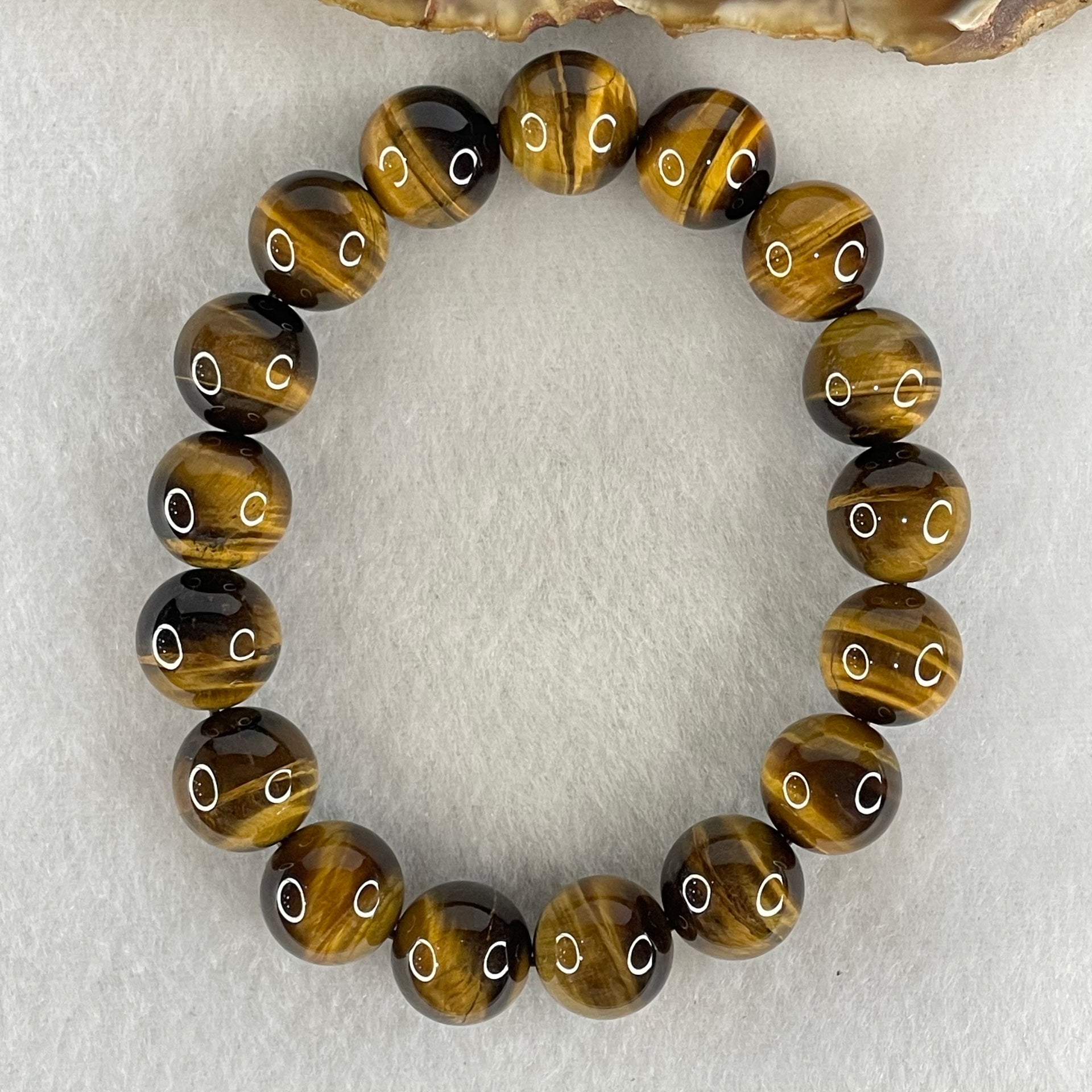 Natural Yellow Tiger's Eye Quartz Beads Bracelet 44.22g 17cm 12.5mm 17 Beads - Huangs Jadeite and Jewelry Pte Ltd