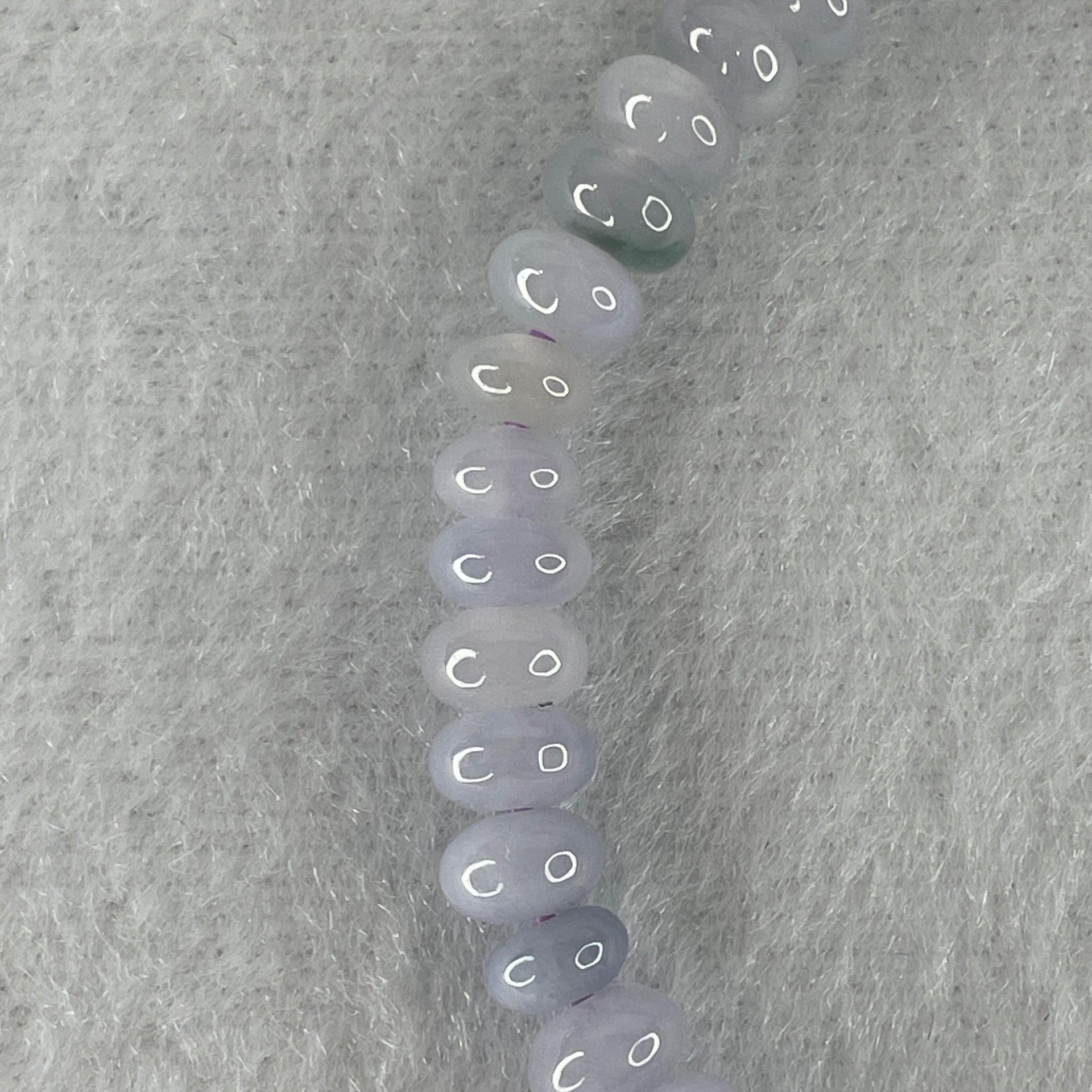 Natural Type A Lavender Jadeite Donut Beads Bracelet 11.49g 15.5cm 6.0mm 49 Pcs - Huangs Jadeite and Jewelry Pte Ltd