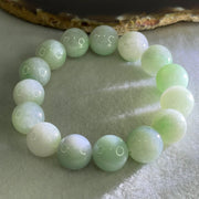 Type A Light Green with Light Lavender Jadeite Beads Bracelet 78.22g 17cm 14.8mm 15 Beads (Some Internal Lines) - Huangs Jadeite and Jewelry Pte Ltd