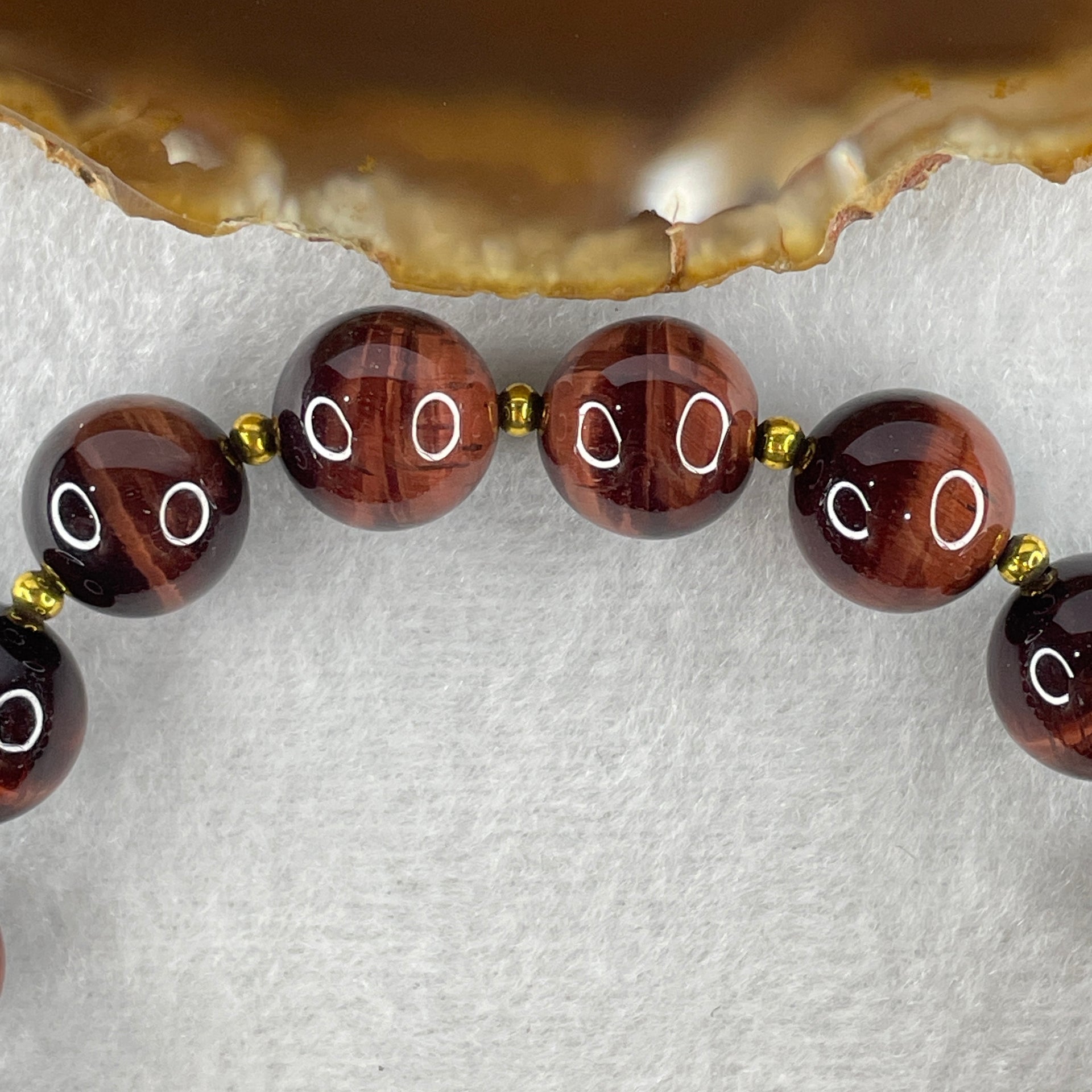 Natural Red Tiger's Eye Beads Bracelet 45.31g 20cm 12.3mm 17Beads - Huangs Jadeite and Jewelry Pte Ltd