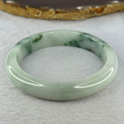 Type A Light Green with Green Piao Hua and Brown Spot Jadeite Bangle Internal Diameter 58.7mm 55.08g 12.4 by 8.5mm (Close to Perfect) - Huangs Jadeite and Jewelry Pte Ltd