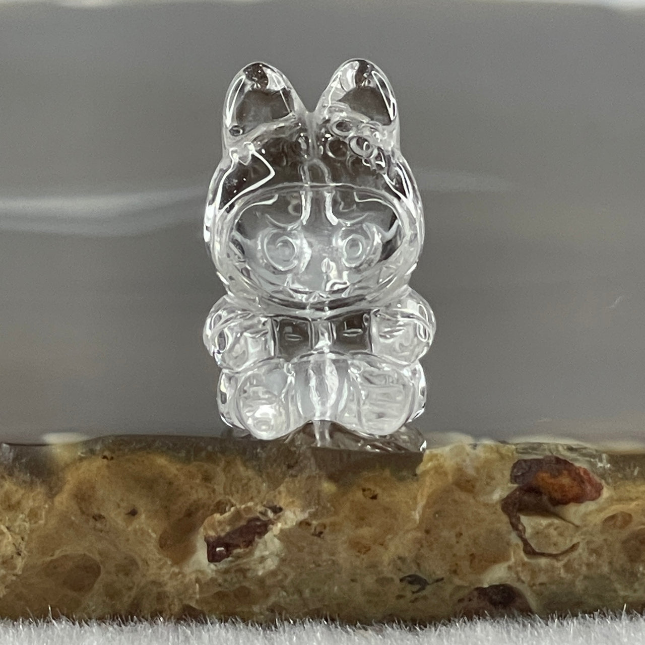 Natural Clear Quartz Labubu Charm Display 3.53g 19.4 by 12.1 by 11.0mm - Huangs Jadeite and Jewelry Pte Ltd