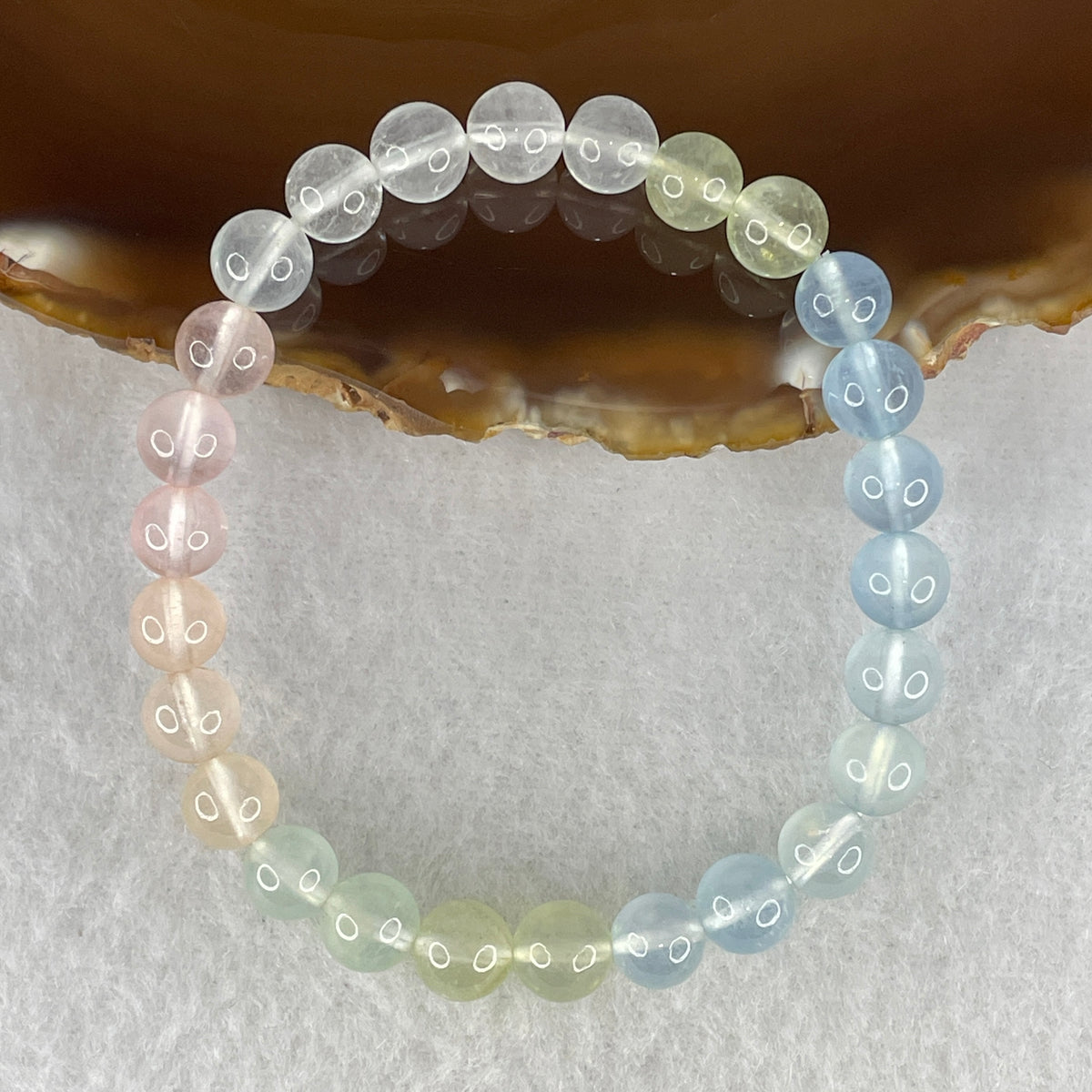 Very Very High Grade Natural Morganite Beads Bracelet | 7.4mm Pastel Divine Love Amulet (13.42g | 15.5cm Wrist | 26 Beads)