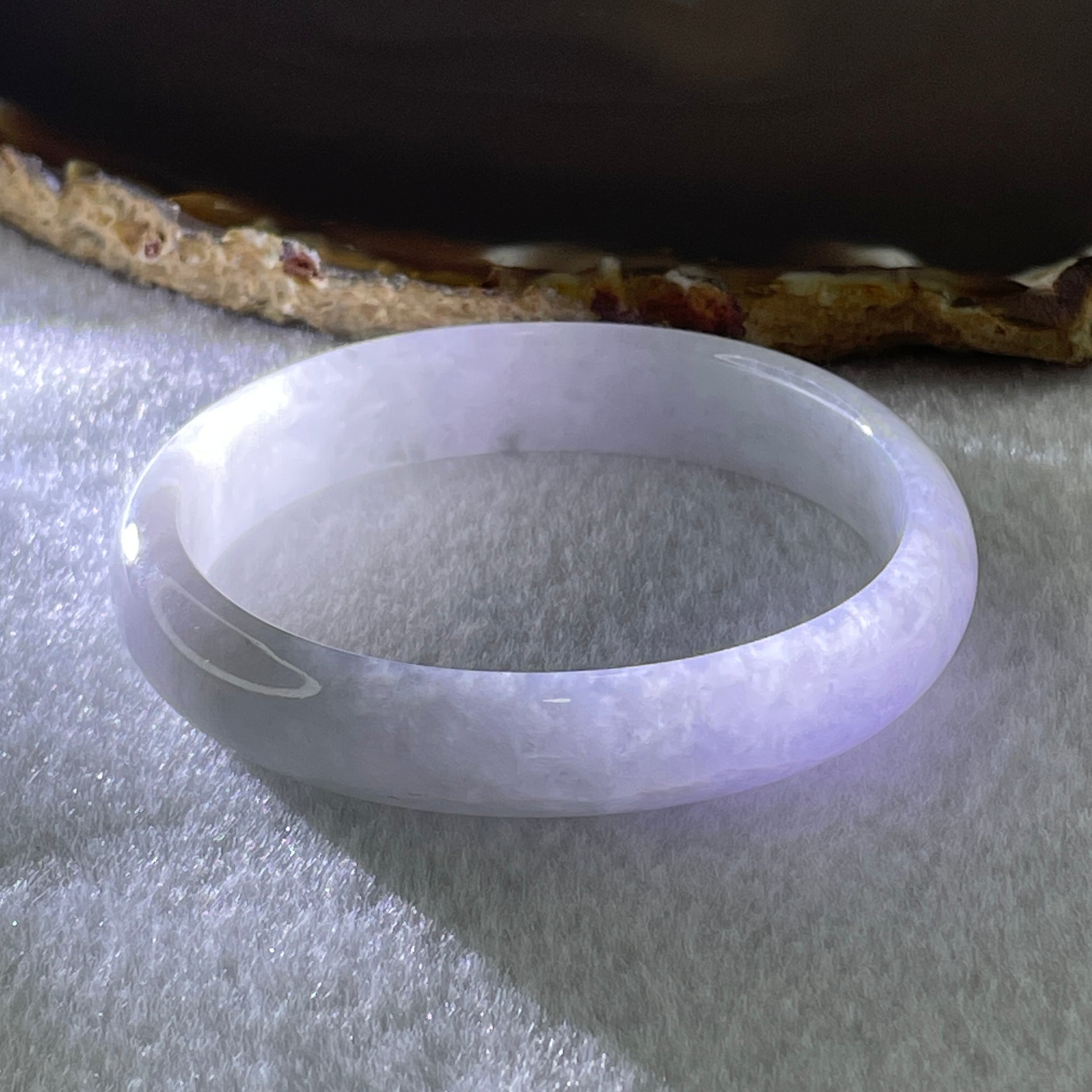 Natural Type A Bright Lavender with Light Green Jadeite Oval Bangle 32.80g Inner Diameter 54.3mm 11.6 by 6.0mm (Internal Line) - Huangs Jadeite and Jewelry Pte Ltd