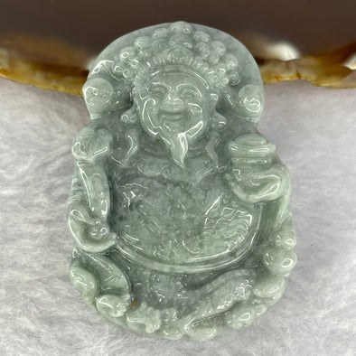Type A Deep Lavender Jadeite Cai Shen God Of Fortune Pendant 44.65g 37.1 by 52.1 by 11.5mm - Huangs Jadeite and Jewelry Pte Ltd