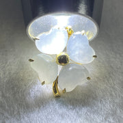 Type A Semi Icy Faint Lavender Jadeite 4 Leafs Clover in 18K Yellow Gold Pendant 3.51g 9.2 by 6.5 by 4.6mm 4Pcs - Huangs Jadeite and Jewelry Pte Ltd