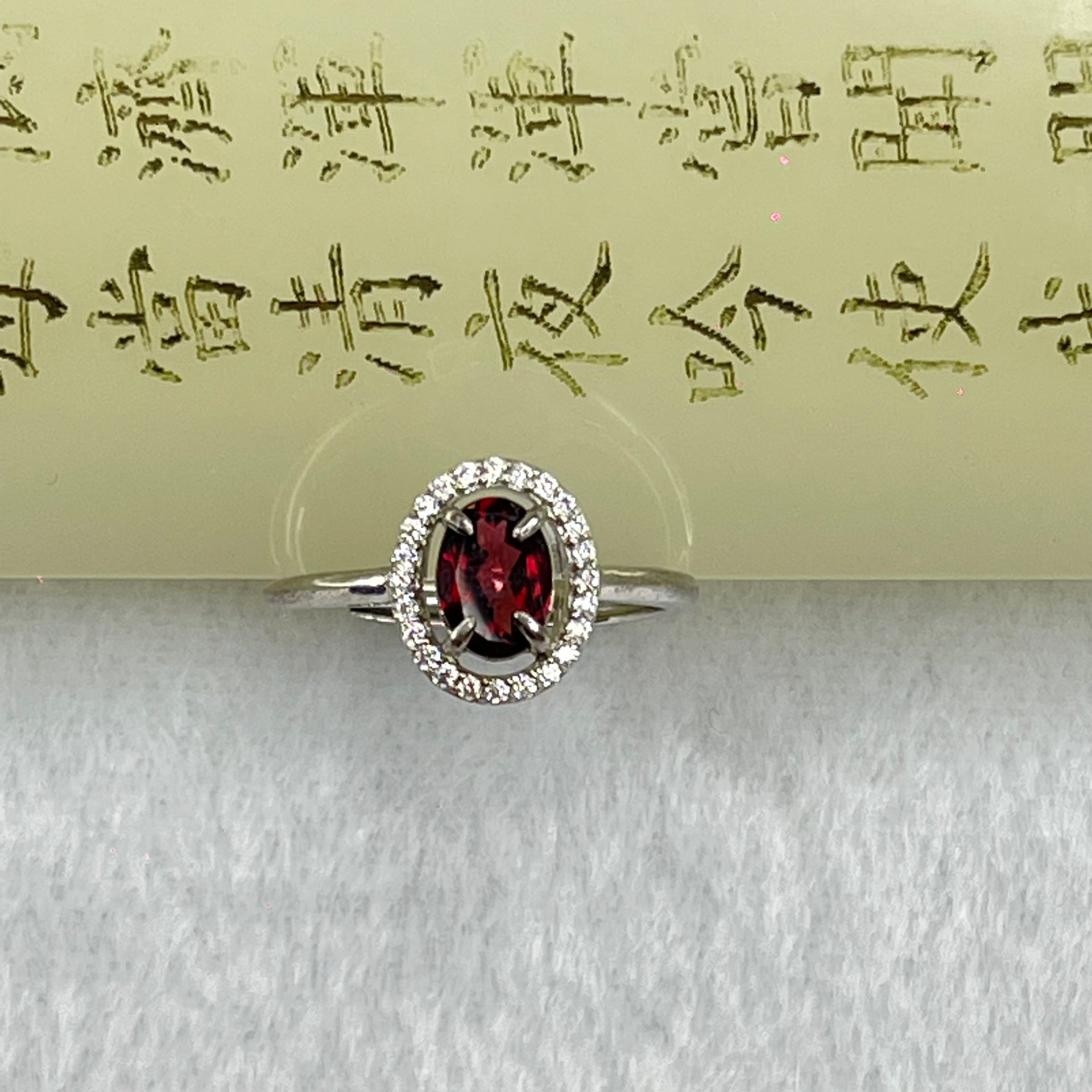 Red Cubic Zirconia in 925 Sliver Ring (Adjustable Size) 1.80g 7.7 by 6.6 by 4.0mm - Huangs Jadeite and Jewelry Pte Ltd