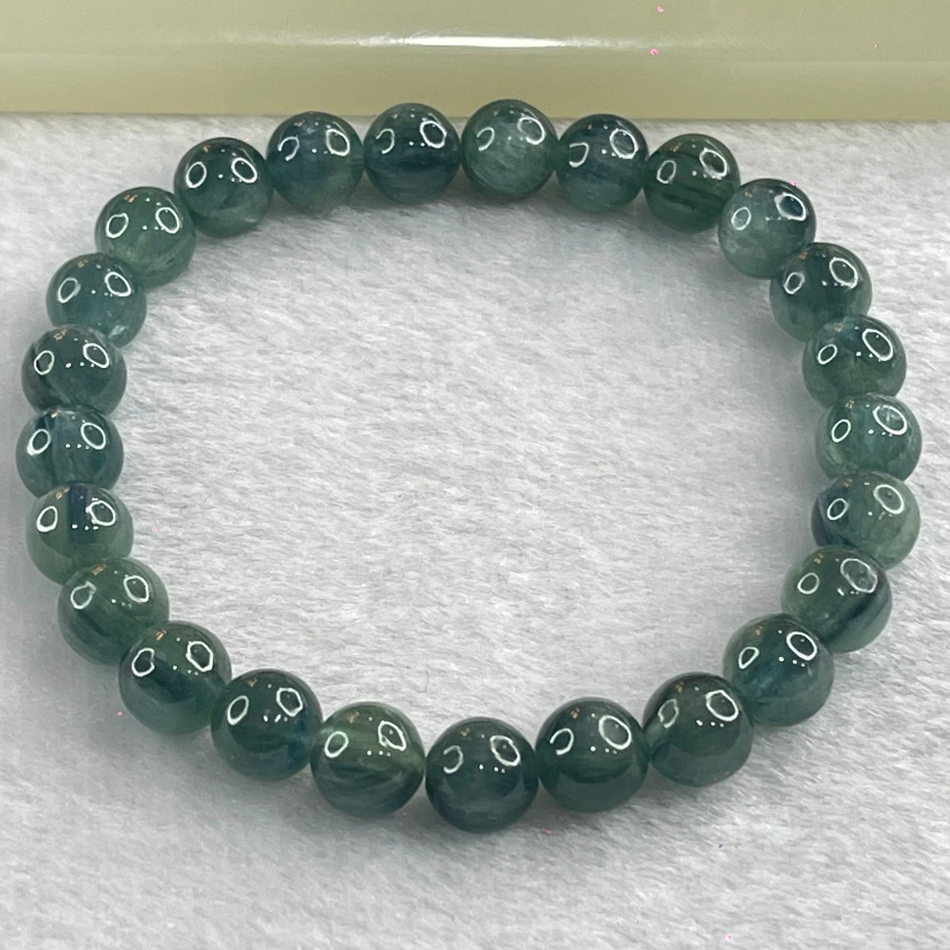 Natural Blueish Green Aquamarine Beryl Beads Bracelet 20.06g 17cm 8.1mm 25 Beads - Huangs Jadeite and Jewelry Pte Ltd