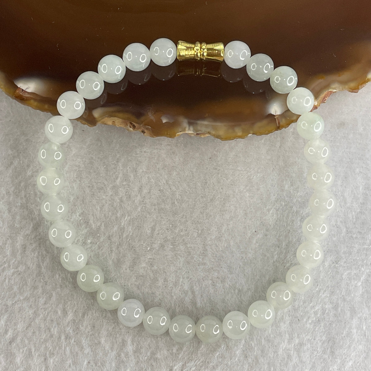 Natural Type A Faint Green Jadeite Beads Bracelet | (14.55g | 17.5cm | 6.4mm x 31 Beads | Chakra Synergy, Pure Mind & Feng Shui Serenity Anchor)
