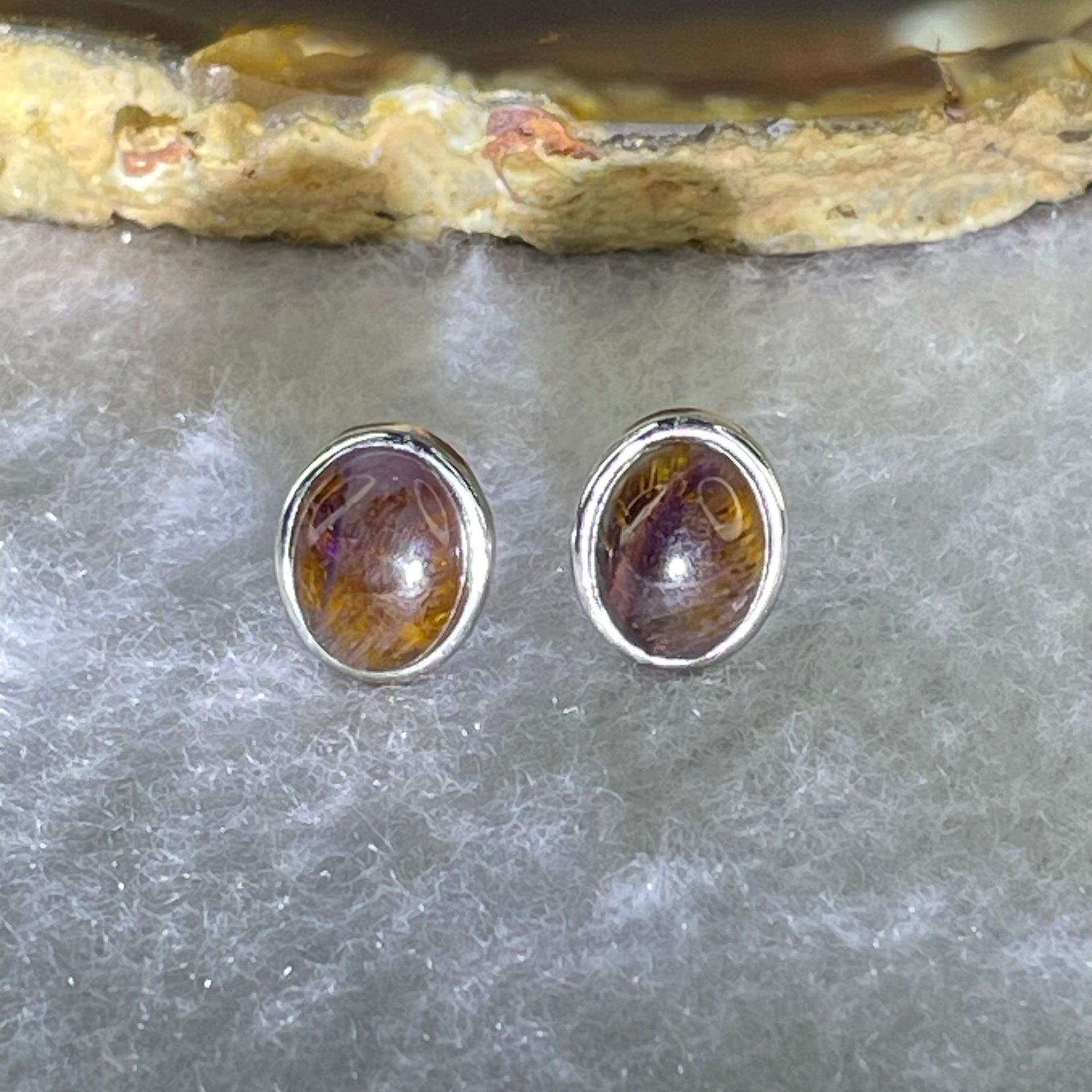 Good Grade Natural Auralite 23 S925 Silver Earrings 1.92g 8.9 by 6.9 by 4.0mm - Huangs Jadeite and Jewelry Pte Ltd