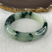 Certified Type A Natural Jelly Light Green with Dark Green Piao Hua Jadeite Bangle 65.93g Inner Diameter 58.6mm 14.9 by 8.0mm (Very Very Slight Internal Line) - Huangs Jadeite and Jewelry Pte Ltd