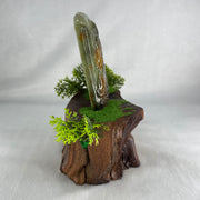 Type A Blueish Green with Brown Jadeite Samantabhadra Bodhisattva Guan Yin on Elephant and Shan Shui Pendant 188.54g with Wooden Stand Display Total 530.1g 122.5 by 91.0 by 156.0mm - Huangs Jadeite and Jewelry Pte Ltd