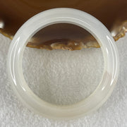 Natural White Agate Bangle | (64.79g | 54.8mm ID | 17.5 x 9.4mm | Close to Perfect | Auric Purification & Sovereign Serenity Anchor, Feng Shui Peace & Executive Wide Statement Bangle) - Huangs Jadeite and Jewelry Pte Ltd