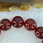 Good Grade Natural Blood Red Amber Beads Bracelet 20.41g 18cm 13.4mm 16 Beads - Huangs Jadeite and Jewelry Pte Ltd