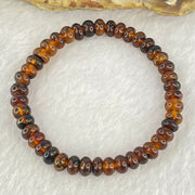 Natural Dark Brownish Yellow Medicine Amber Beads Bracelet 天然抚顺药珀手链 4.29g 14.5cm 6.5mm 43 Beads - Huangs Jadeite and Jewelry Pte Ltd