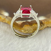 Red and Colourless Cubic Zirconia in S925 Sliver Ring (Adjustable Size) 1.85g 7.3 by 6.9 by 4.5mm - Huangs Jadeite and Jewelry Pte Ltd