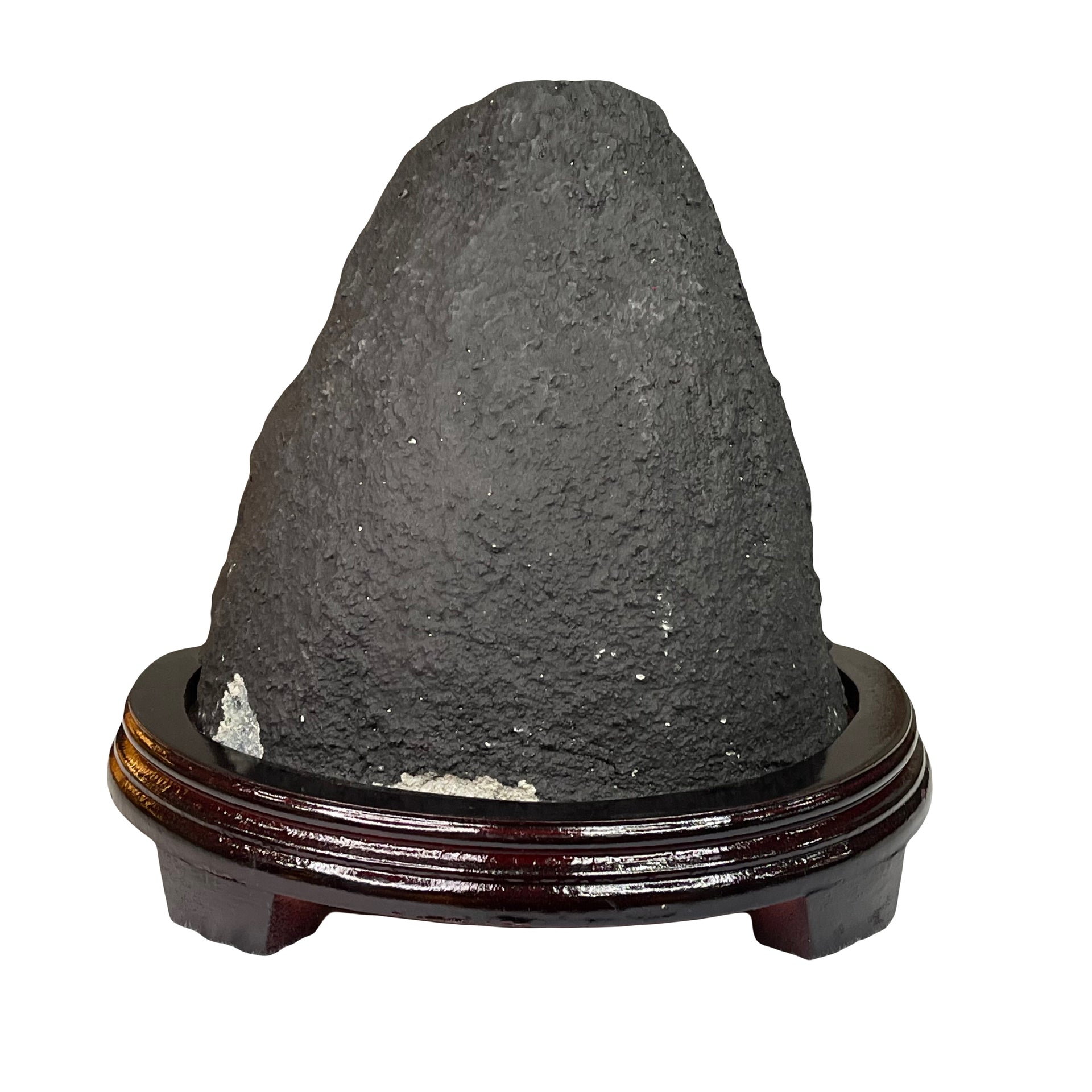 Natural Brazil Amethyst Cave with White Calcite 4.30kg with Wooden Stand 255.0 x 186.0 x 233.0mm - Huangs Jadeite and Jewelry Pte Ltd