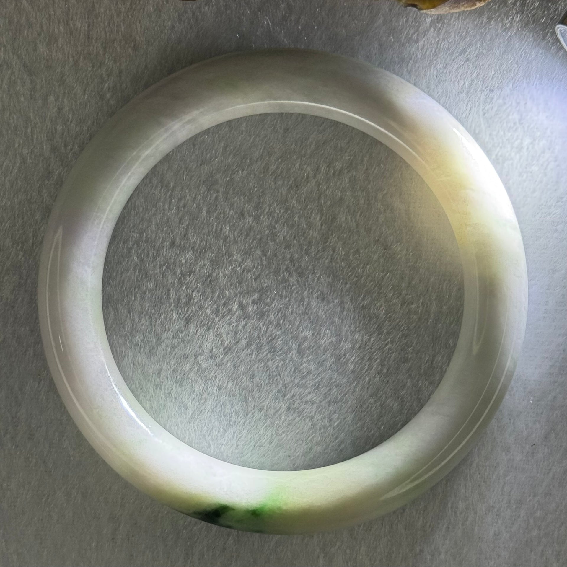Type A Light Lavender with Green Piao Hua Bangle 49.42g 10.0 by 9.6mm Internal Diameter 54.0mm (Slight External Rough) - Huangs Jadeite and Jewelry Pte Ltd