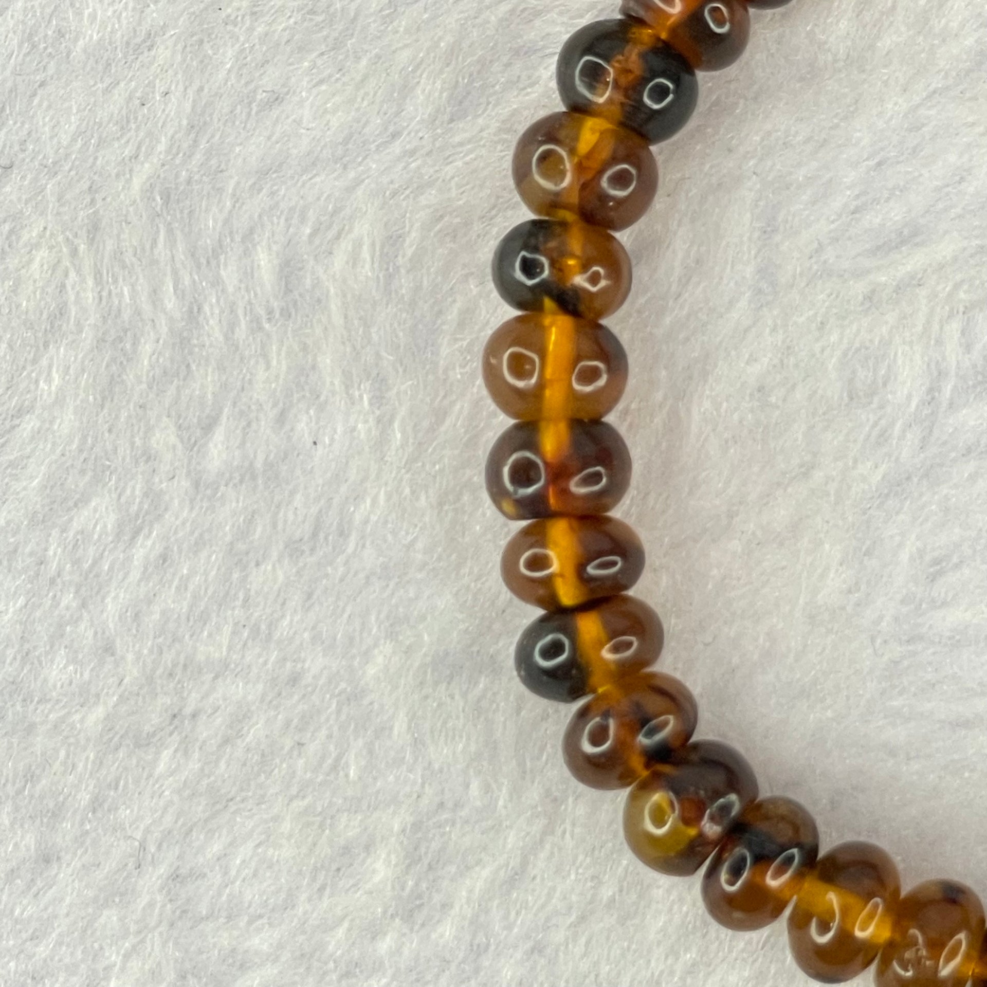 Natural Dark Brownish Yellow Medicine Amber Beads Bracelet 天然抚顺药珀手链 4.44g 15.5cm 7.2mm 42 Beads - Huangs Jadeite and Jewelry Pte Ltd