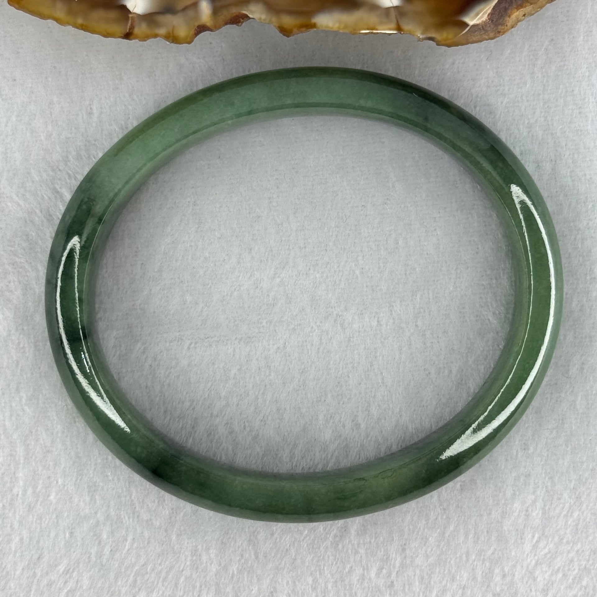 Type A Green Jadeite Oval Bangle Internal Diameter 57.7mm 36.44g 11.6 by 7.0mm (Slight Internal Lines) - Huangs Jadeite and Jewelry Pte Ltd