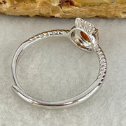 Type A Red Cabochon Jadeite in S925 Sliver Ring (Adjustable Size) 1.42g 4.5 by 3.2mm - Huangs Jadeite and Jewelry Pte Ltd