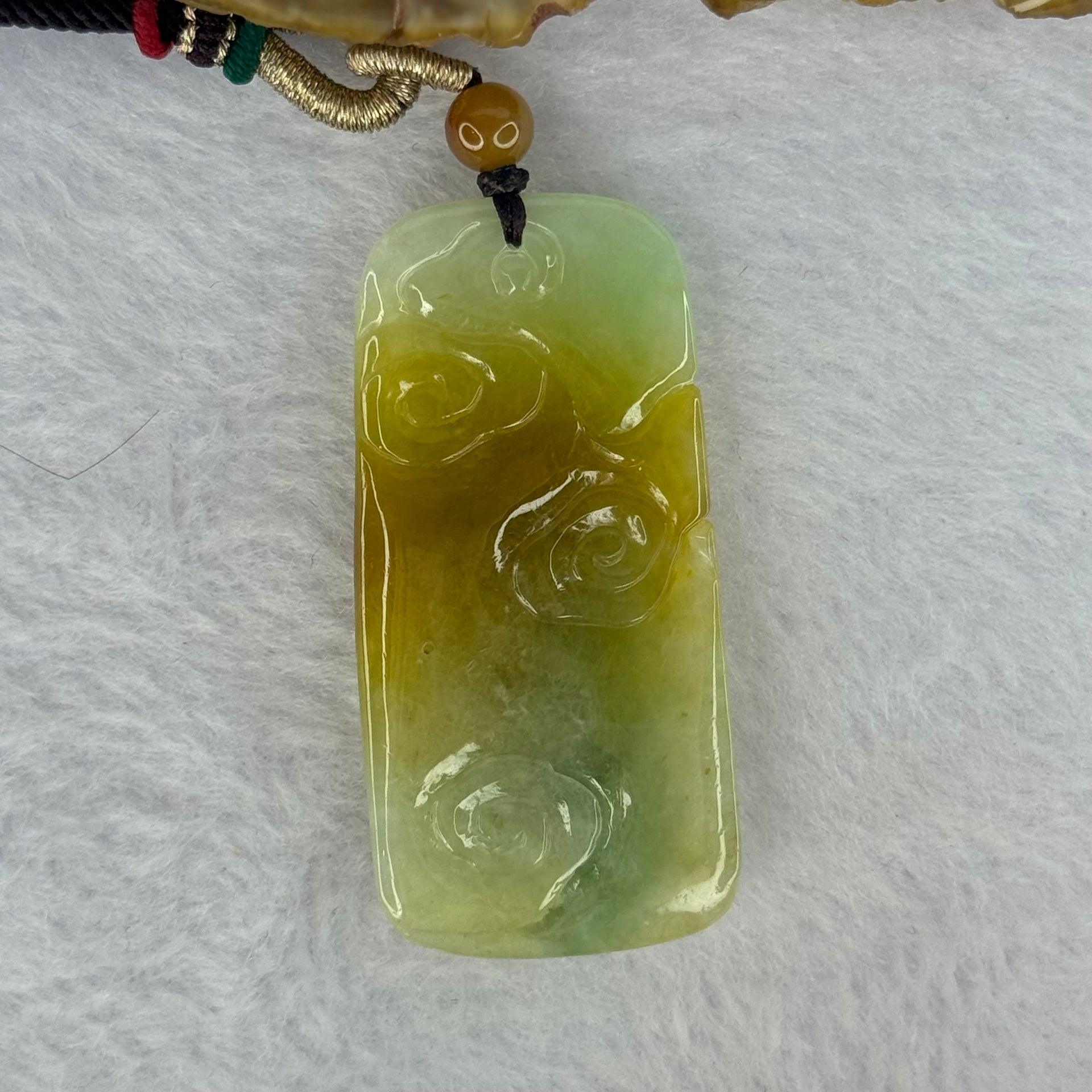 Type A Yellow and Light Green Jadeite Phoenix Pendent 20.73g 50.8 by 24.6 by 7.7mm - Huangs Jadeite and Jewelry Pte Ltd