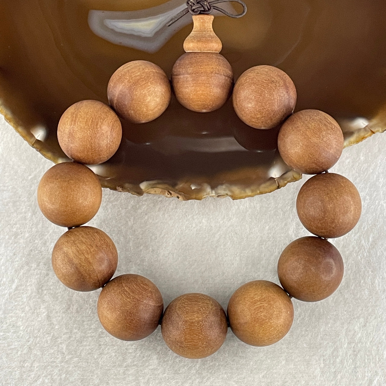 Certified Natural Sandalwood Beads Bracelet 52.52g 18cm 20.0mm 12Beads - Huangs Jadeite and Jewelry Pte Ltd