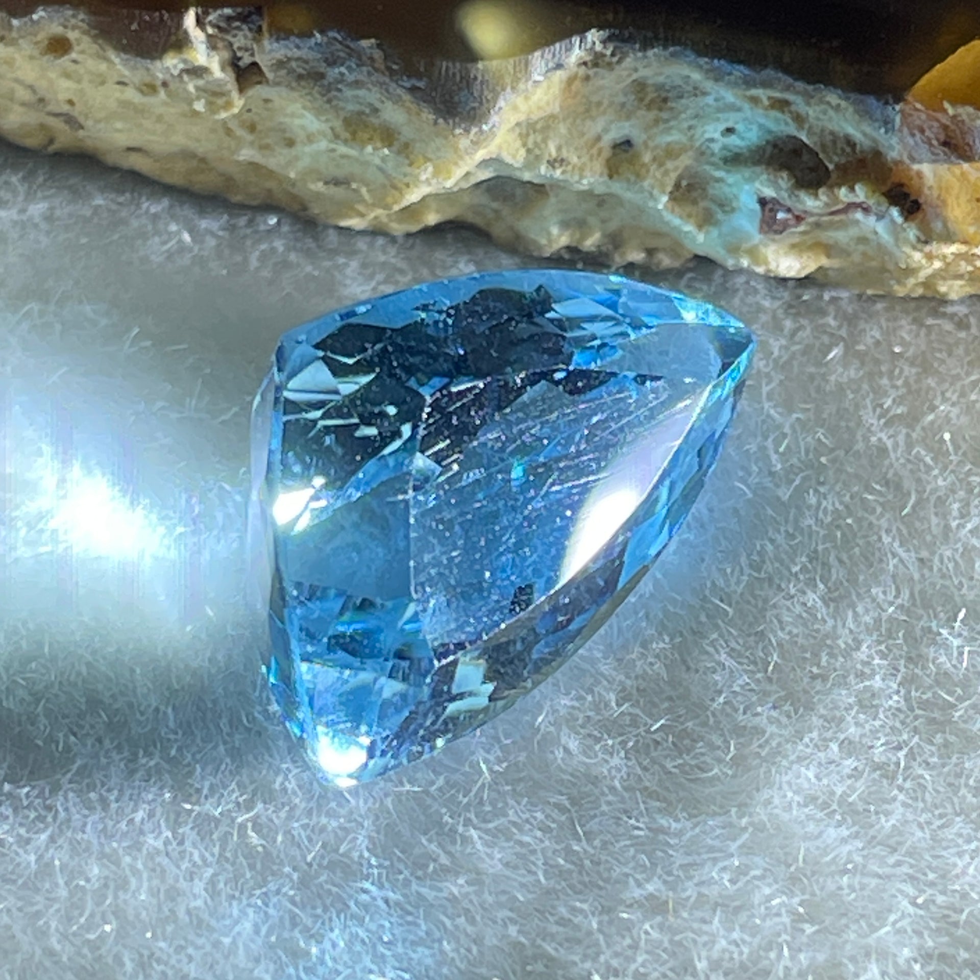Natural Sky Blue Topaz Trillion Shape 13.01ct 18.4 by 11.6 by 8.5mm - Huangs Jadeite and Jewelry Pte Ltd