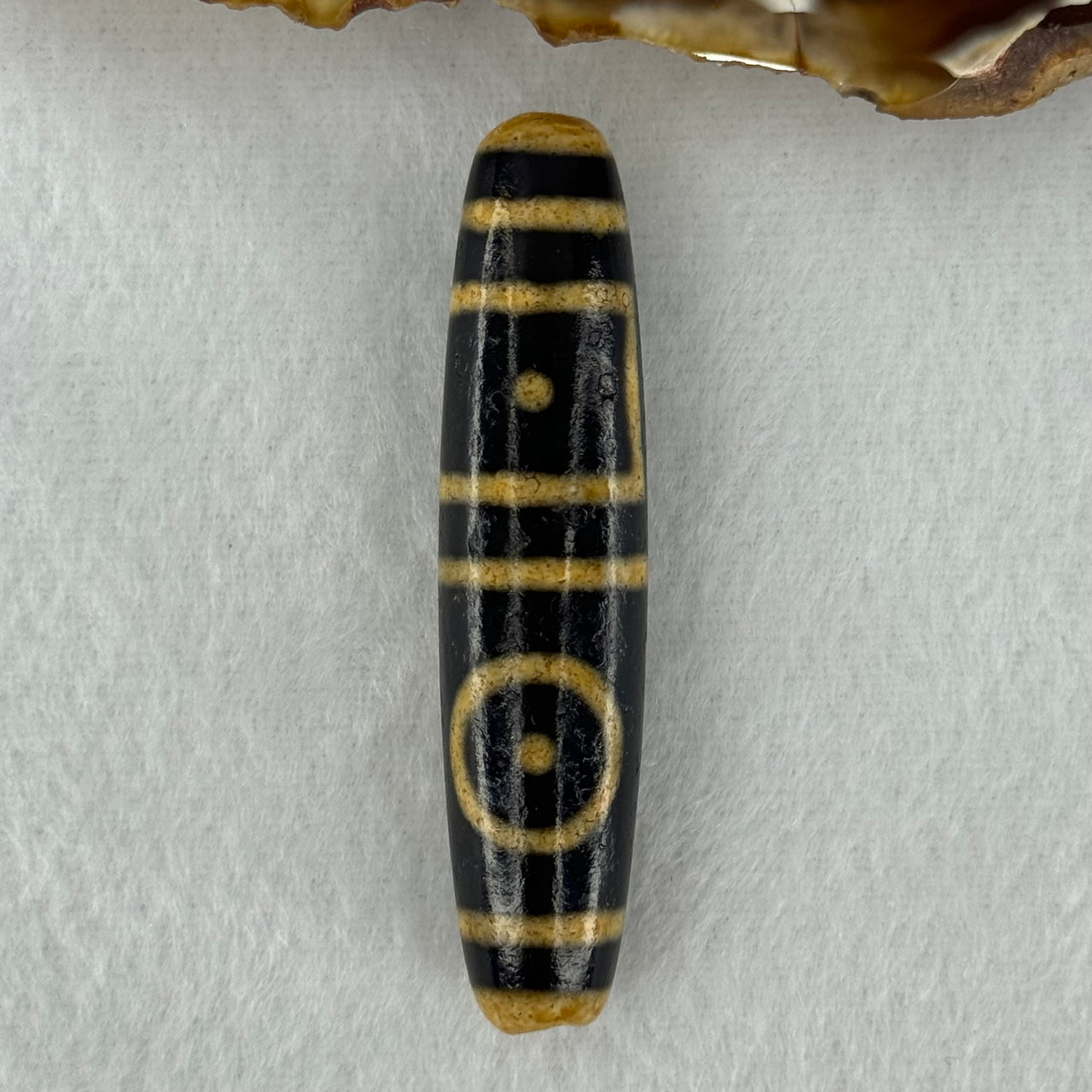 Natural Powerful Tibetan Old Oily Agate 2 Eyes Dzi Bead Heavenly Master (Tian Zhu) 二眼天诛 14.11g 56.6 by 12.9mm - Huangs Jadeite and Jewelry Pte Ltd