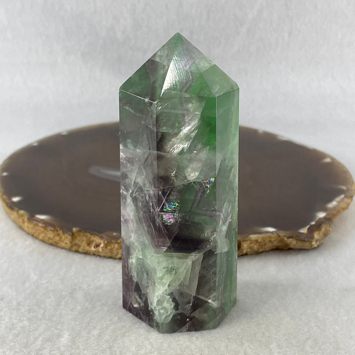 Natural Green Fluorite Quartz Tower Display | (229.86g | 92.1 x 38.1 x 33.2mm |  Focus Catalyst, "Genius Stone" Mental Clarity & Stress Dispeller, Feng Shui Harmony Anchor)
