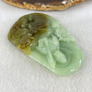 Grand Master Type A Apple Green and Brownish Jadeite Guan Yin Manjusri Bodhisattva Pendant 88.98g 82.5 by 5.3 by 14mm - Huangs Jadeite and Jewelry Pte Ltd