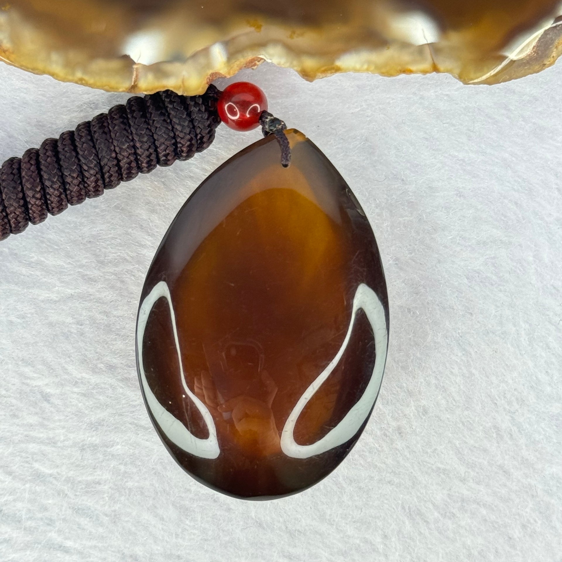Natural Cognac with Red Amber Teardrop Shape Pendent 14.81g 44.9 by 30.5 by 19.0mm - Huangs Jadeite and Jewelry Pte Ltd