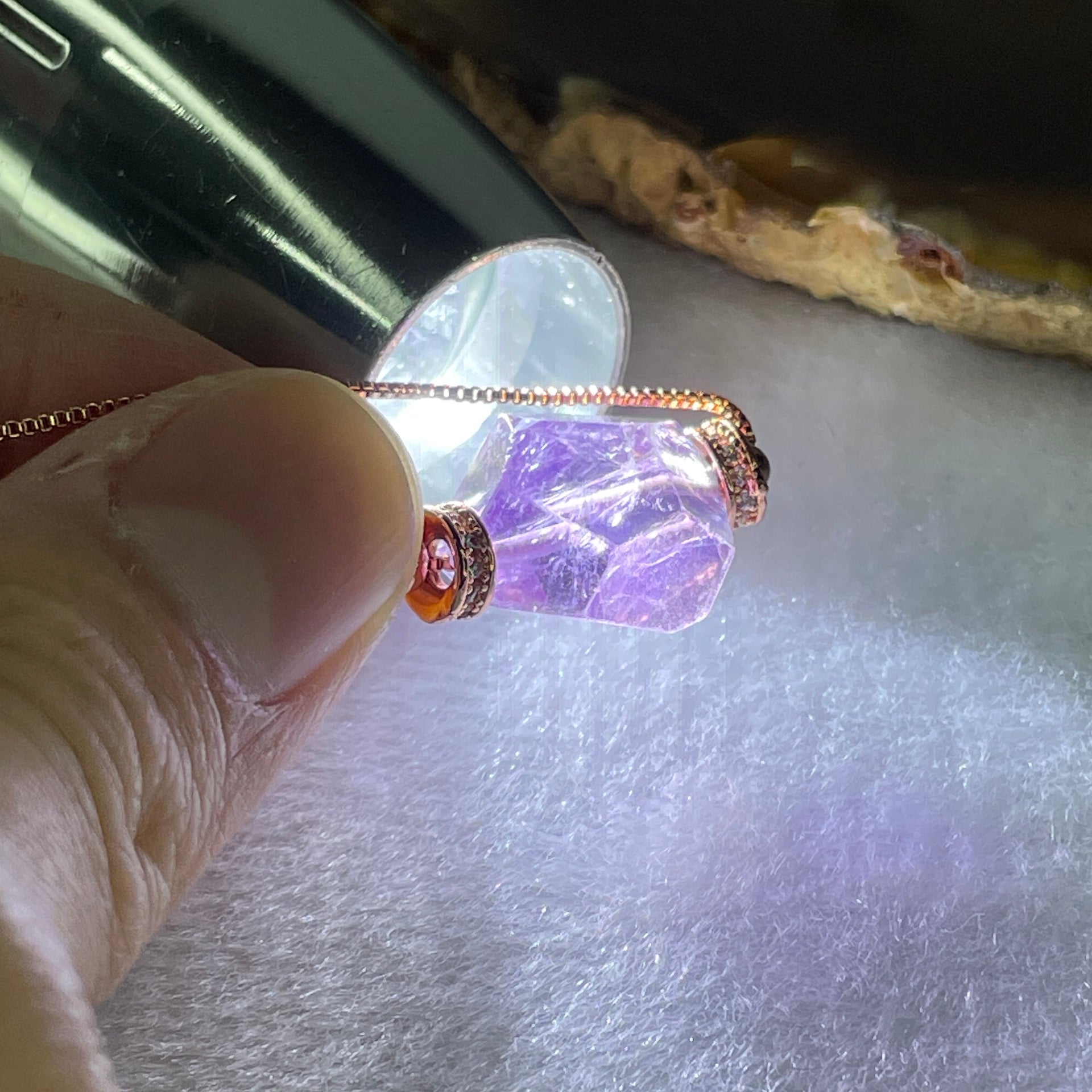 Natural Amethyst Necklace 5.60g 42cm 15.0 by 3.8 by 10.5mm - Huangs Jadeite and Jewelry Pte Ltd