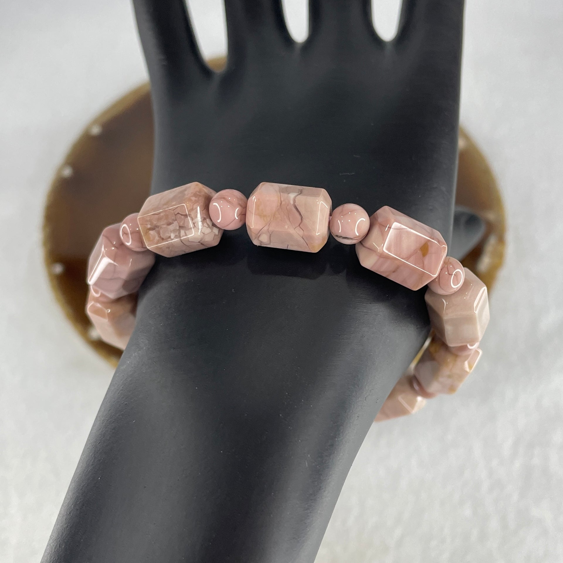 Certified Natural Alashan Agate Pink Barrel Bracelet 27.796g 17cm 13.1 by 9.2mm 11 Barrel - Huangs Jadeite and Jewelry Pte Ltd