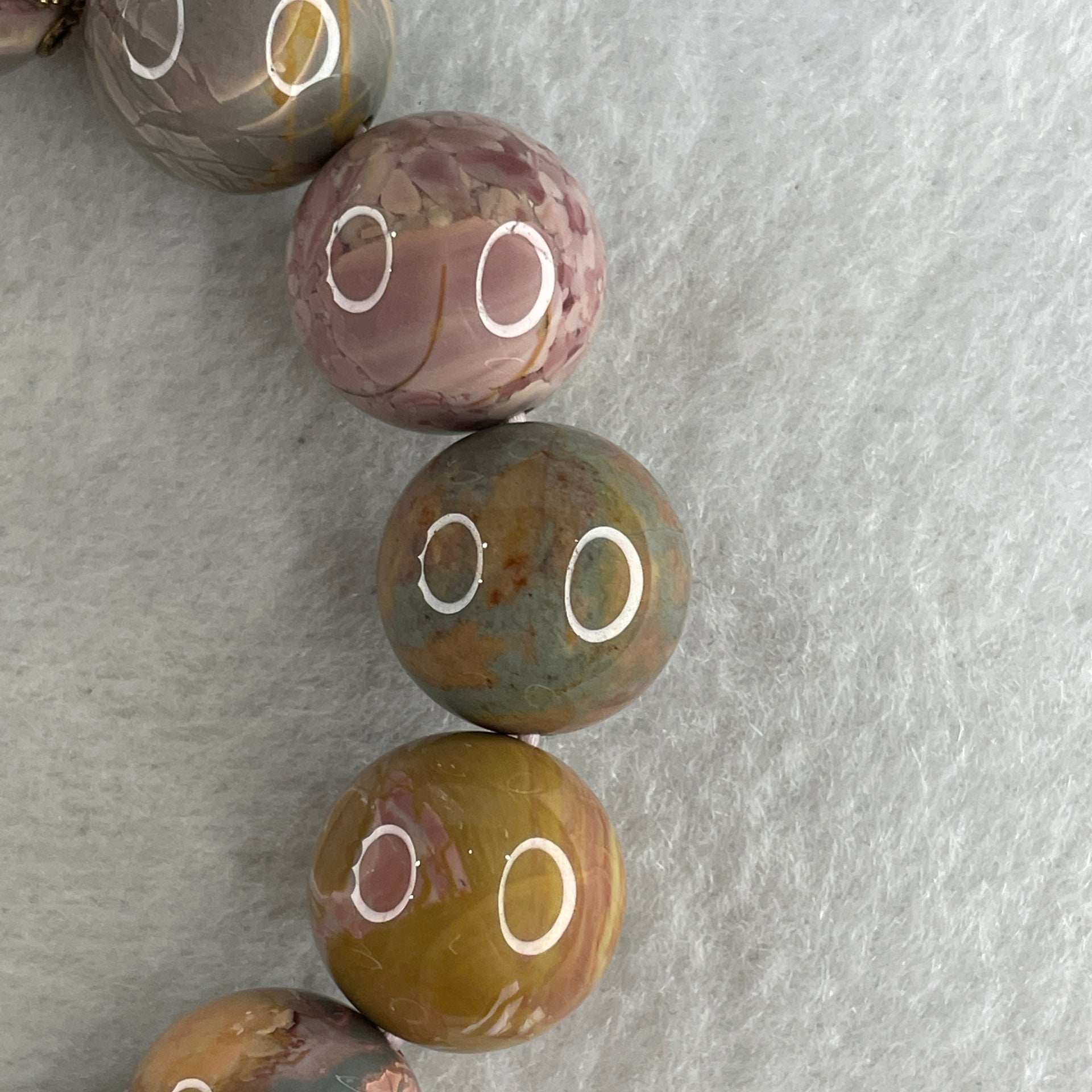 Natural Alashan Agate Greyish Pink Beads Bracelet 62.19g 15cm 15.7mm 13Beads - Huangs Jadeite and Jewelry Pte Ltd