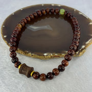 Natural Hainan Dalbergia Rosewood Beads Necklace 天然海南黄花梨手链 26.03g 10.1mm 40 Beads 17.2 by 15.1 mm 1 Om Mani Padme Hum Lulutong - Huangs Jadeite and Jewelry Pte Ltd