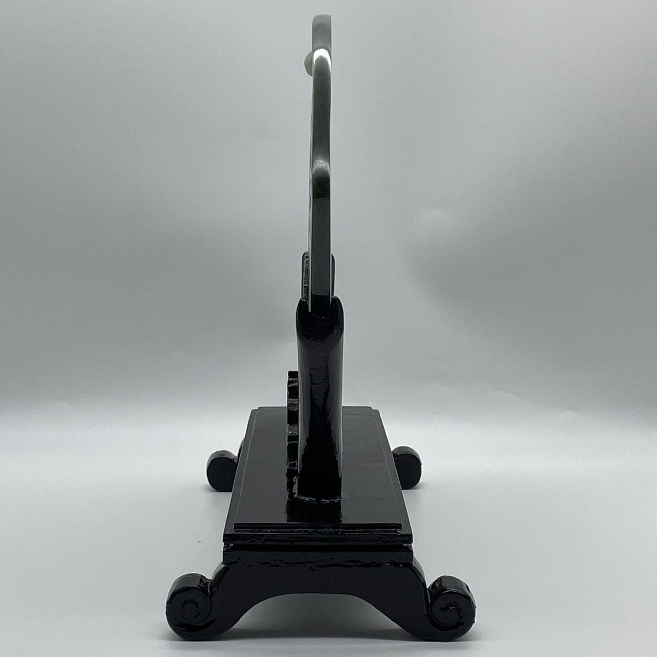 Natural Dark Green Serpentine Ji Xing Gao Zhao Lucky with Double Dragon with Wooden Stand Display 1,834.10g 345.0 by 132.0 by 280.0mm