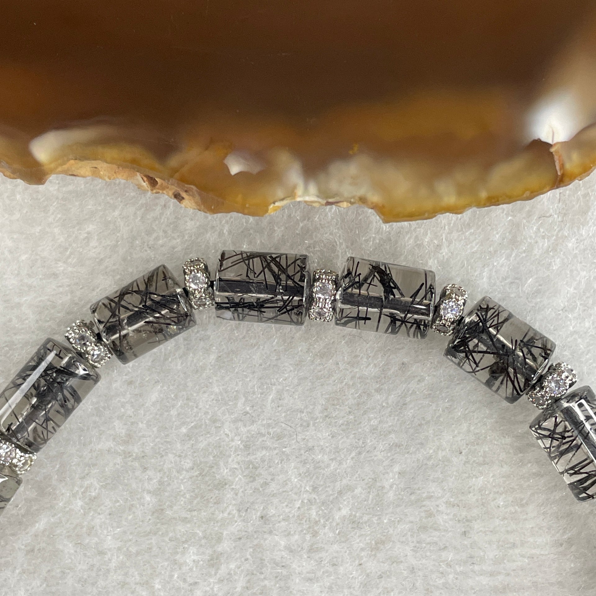 Natural Black Rutilated Quartz Lulu Tong Bracelet 16.33g 16.5cm 6.4mm 17 Lulu Tong - Huangs Jadeite and Jewelry Pte Ltd