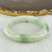 Type A Light Green and Dark Blueish Green Piao Hua Jadeite Bangle Internal Diameter 55.2mm 55.75g 12.5 by 8.8mm (External Line) - Huangs Jadeite and Jewelry Pte Ltd