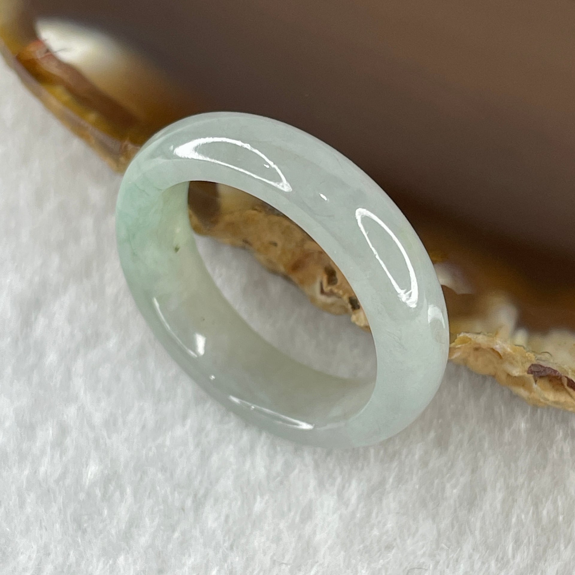 Type A Natural Faint Green Jadeite Ring 3.45g 5.5 by 3.3mm US 8.4 HK 18.5 (Slight Internal Line) - Huangs Jadeite and Jewelry Pte Ltd