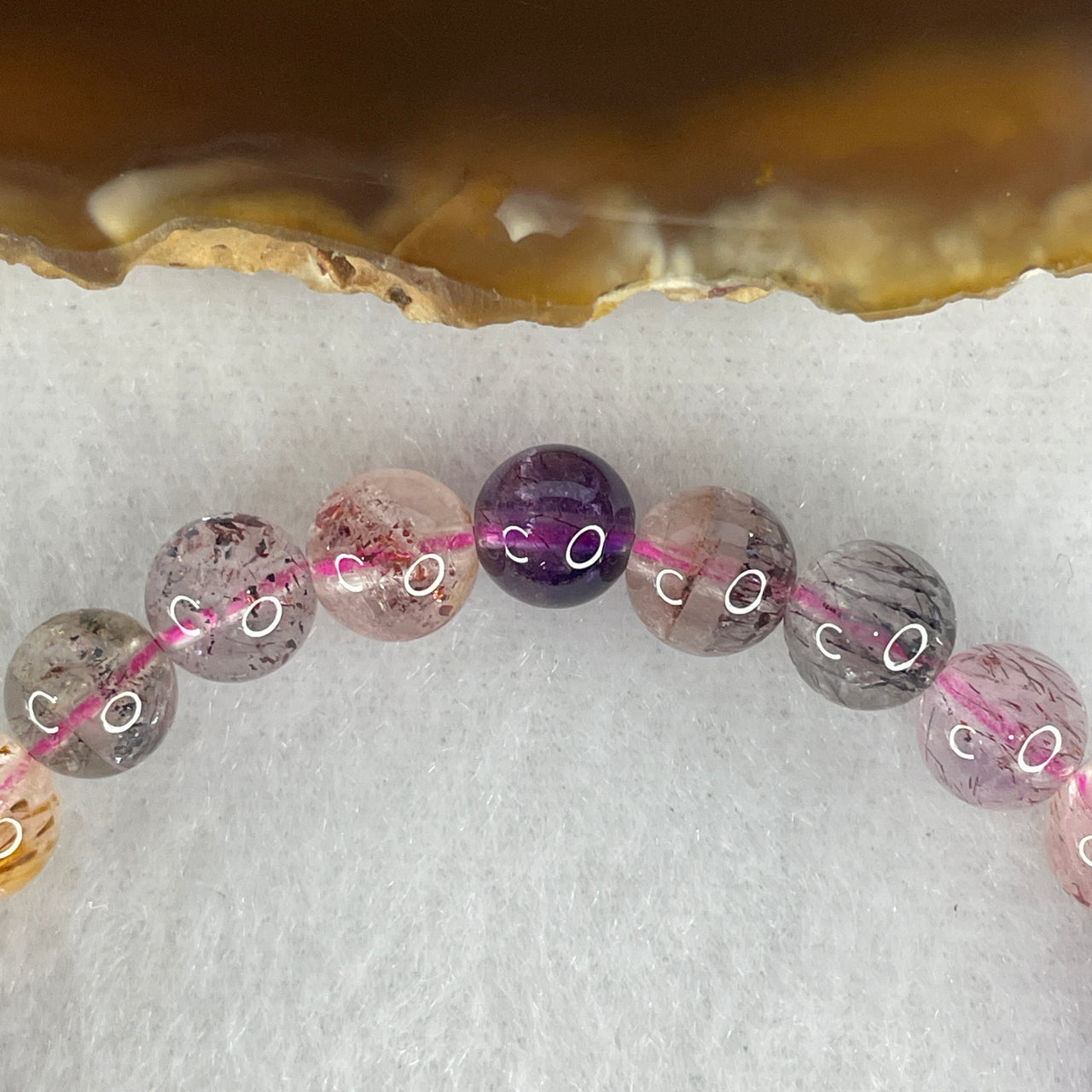 Certified Above-Average Grade Natural Super 7 Crystal Beads Bracelet | High-Density Fine-Bead Stackable Strand | Authentic Sacred Seven Multi-Mineral Inclusions Quartz Spiritual Catalyst & Auric Shield Bracelet (13.21g | 15.5cm Length | 7.4mm | 26 Beads)